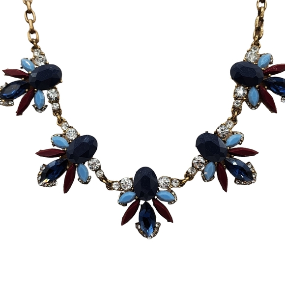 J. Crew Statement Necklace Red, Navy, Light Blue - Picture 4 of 13